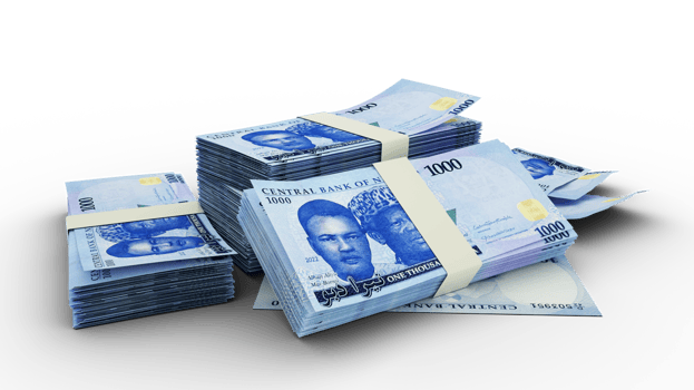 3D Stack of Nigerian naira notes png