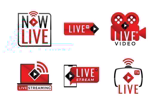 Live Stream Video Logo Badge Set vector