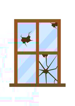 Broken window clipart vector flat design