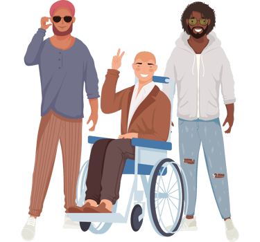 three diversity male characters png