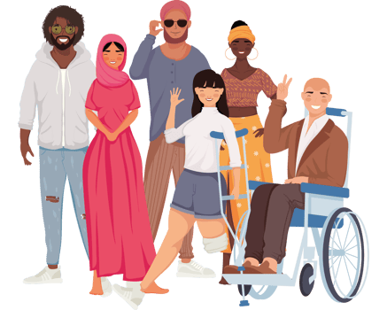 six diversity people characters png