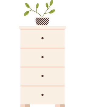 white drawer and houseplant png