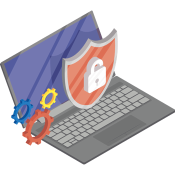 cyber security, laptop with shield png