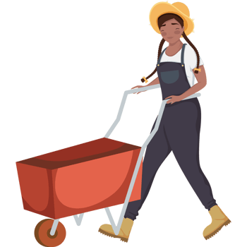 female farmer with wheelbarrow png