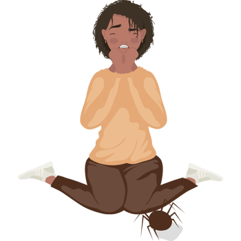 afro woman with arachnophobia png