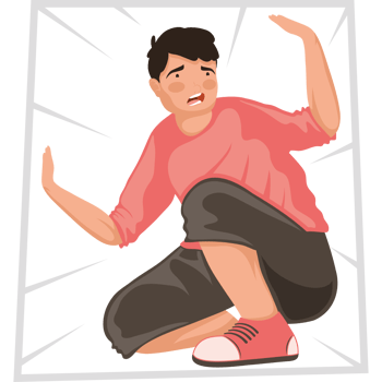 young man suffering claustrophobia png