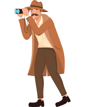 detective spying with binoculars png