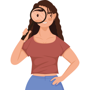 woman with magnifying glass png