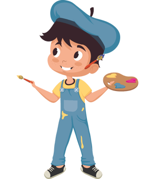 little schoolboy with paint pallette png