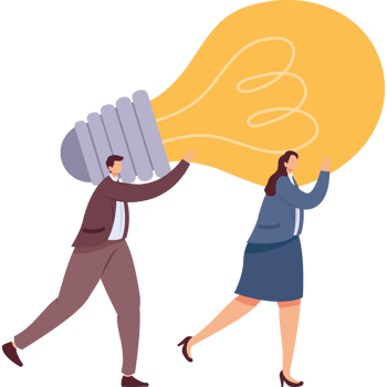 business couple lifting bulb png