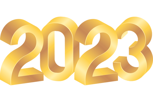 golden 2023 new year numbers png