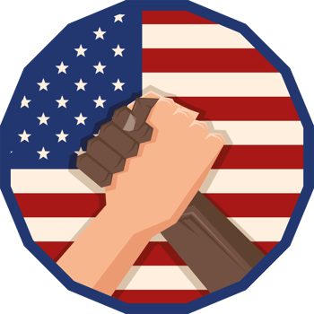 interracial handshake with usa flag png