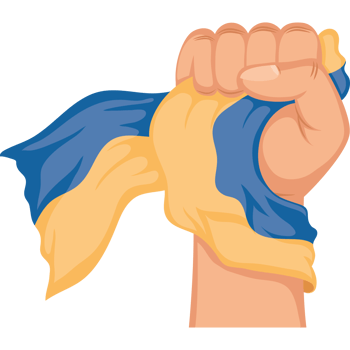 hand fist with ukraine flag png