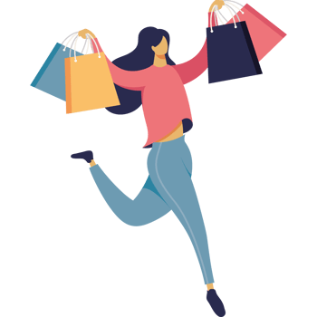 happy woman with shopping bags png