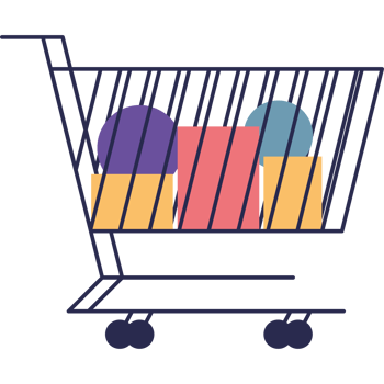 shopping cart with packs png