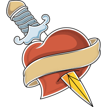 heart with dagger old school tattoo png