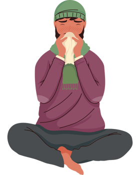 seated man sick with flu png