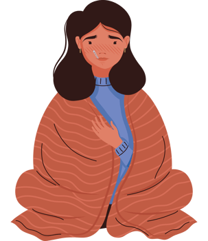 woman sick with thermometer png