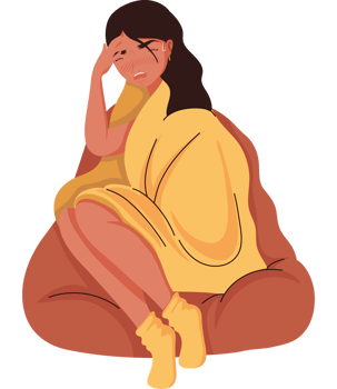 woman sick with blanket png