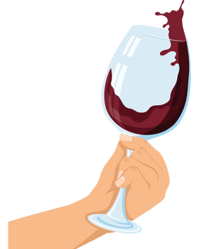 hand with wine cup splashing png