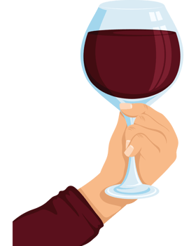 hand with redwine cup png