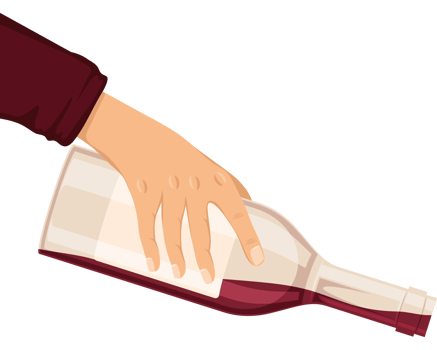 hand with wine bottle png