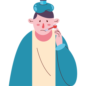 man sick with thermometer png