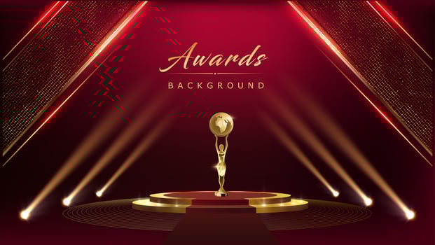 Red Carpet Bollywood Stage Maroon Steps Spot Light Golden Royal Awards Graphics Background Elegant Shine Modern Template Luxury Premium Corporate Abstract Design Template Banner Certificate Dynamic vector