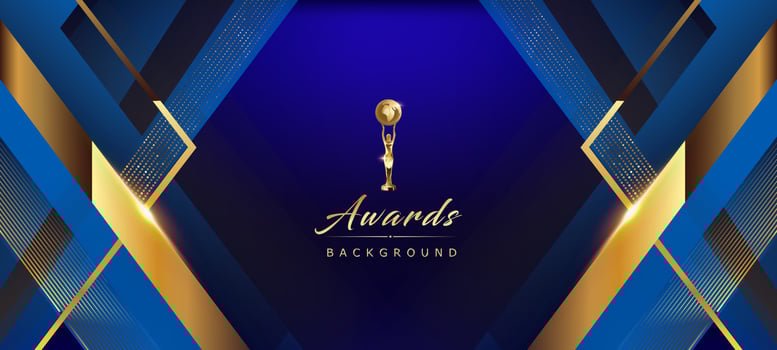 Blue Golden Royal Awards Graphics Background. Side Triangle Square Frame Lines Elegant Shine Modern Template. Luxury Premium Corporate Template. Abstract Certificate Banner Dynamic Crystal Design. vector