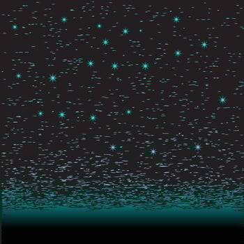 Abstract background of flying geometric particles on a dark background vector