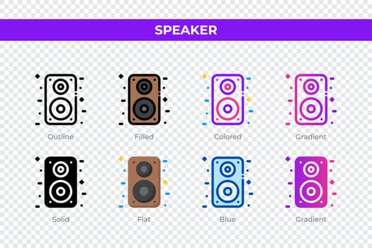 Speaker icons in different style. Speaker icons set. Holiday symbol. Different style icons set. Vector illustration