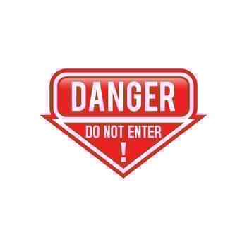 Stop road sign with hand gesture. Vector red do not enter traffic sign.