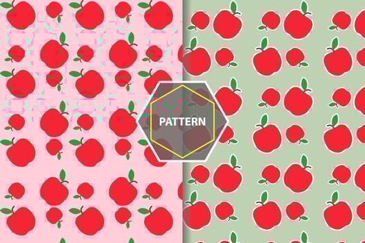 Vector red apples seamless pattern on white background Abstract repeated backgrounds for paper cover fabric gift wrap wall art interior decoration. Hand drawn red apples pattern vector illustration