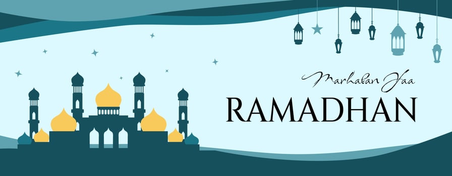 Ramadan Banner Template with Mosque Illustration vector
