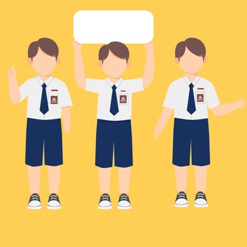 cartoons of Indonesian elementary  junior high and high school children illustration vector