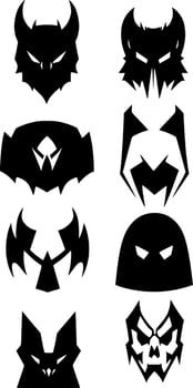 set of evil monster face vector