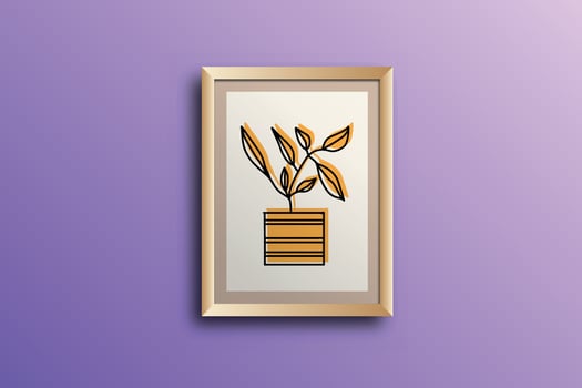 Set of Floral and leaves continuous line art modern art frame vector