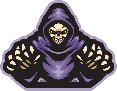 Cartoon grim reaper mascot design template vector