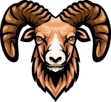 Cartoon brown goat head mascot vector
