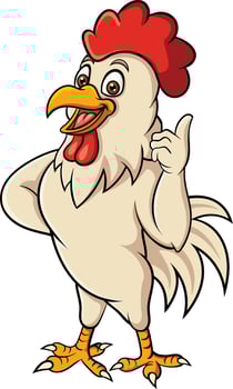 Cartoon rooster mascot giving thumb up vector