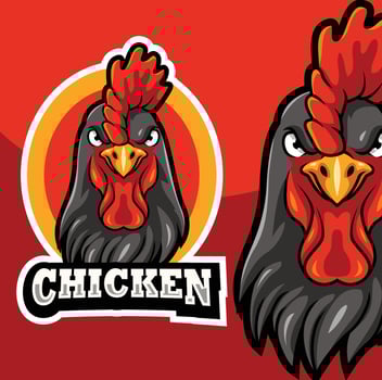 Cartoon chicken head mascot design template vector