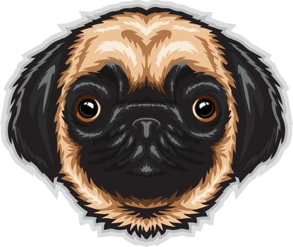 Cartoon funny pug dog head mascot vector