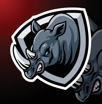Cartoon angry rhino mascot design vector