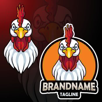 Cartoon rooster head mascot design vector