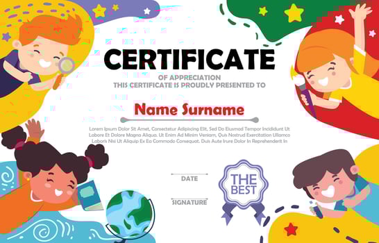 Template of Education Certificate for Children vector