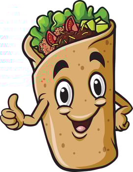 Cartoon burrito or kebab mascot design vector