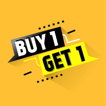 Buy 1 Get 1 Free, sale banner design. Modern banner. Flat style vector illustration.