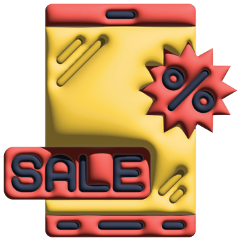 3D illustration smartphone in sale set png