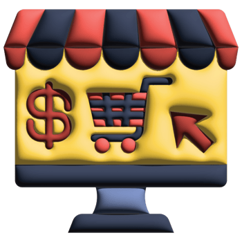 3D illustration online shop in sale set png
