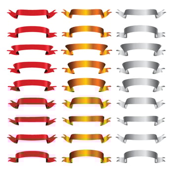 Red, golden and silver banner set. vector